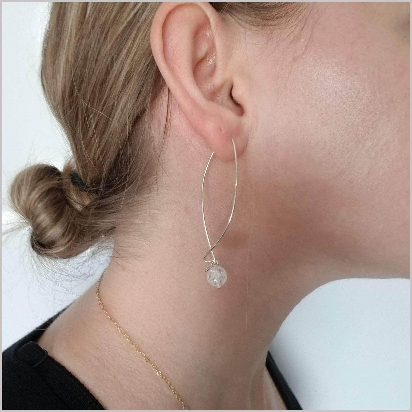 Natural Quartz Round Hoop Earrings