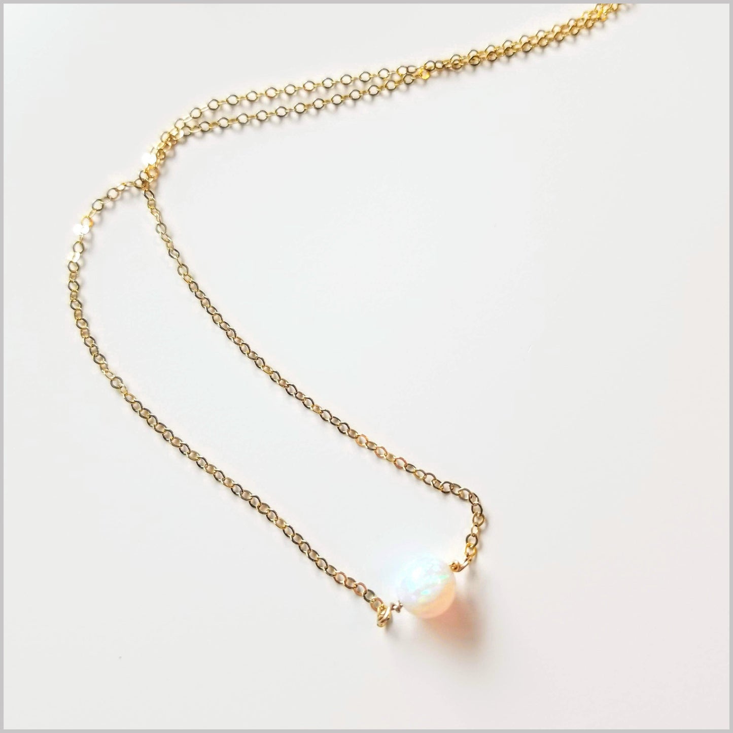 Fire Opal Round Bead Necklace