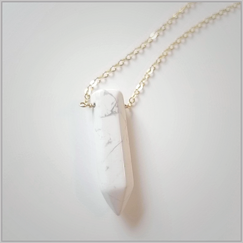 Natural Howlite Healing Point Necklace