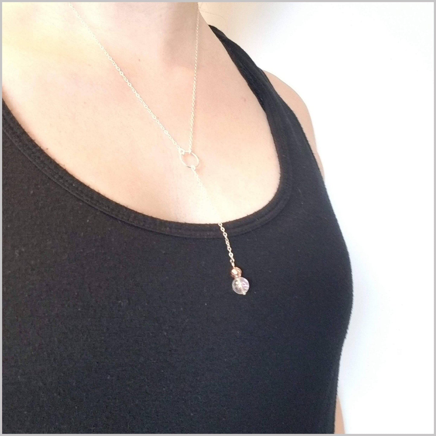 Crackle Quartz Lariat "Y" Necklace