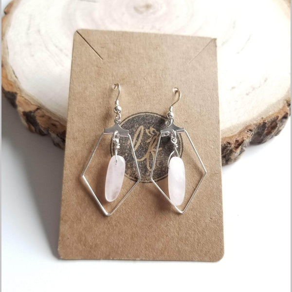 Sacred Pentagon Rose Quartz Earring