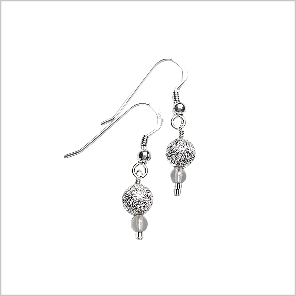 Silver Stardust Bead Earrings