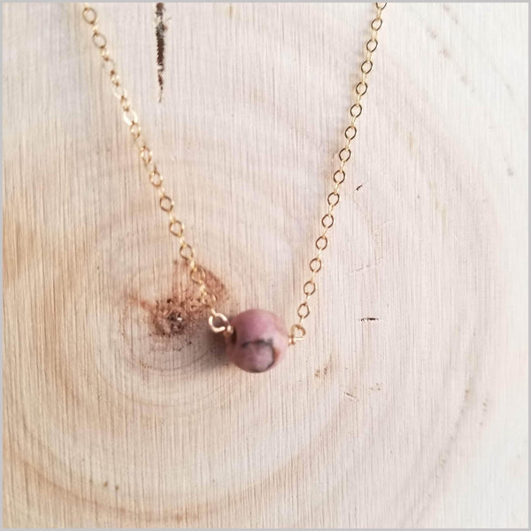 Natural (Matte) Rhodonite Bead Necklace