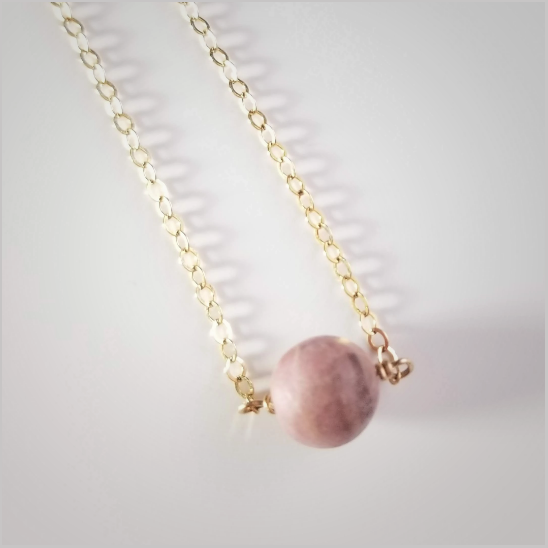 Natural (Matte) Rhodonite Bead Necklace
