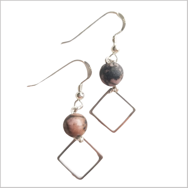 Square (Matte) Rhodonite Dangle