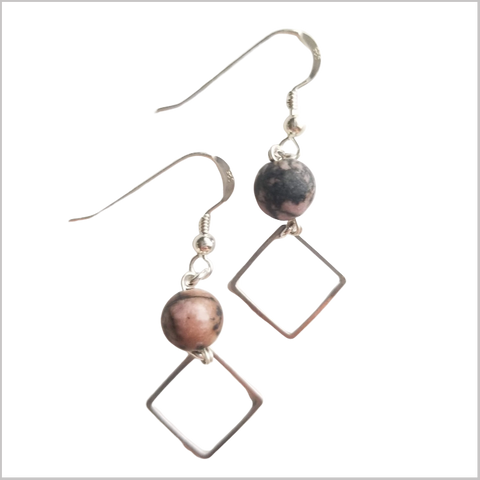 Square (Matte) Rhodonite Dangle