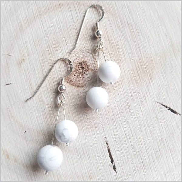 Dual Gemstone (Matte) Howlite Dangle