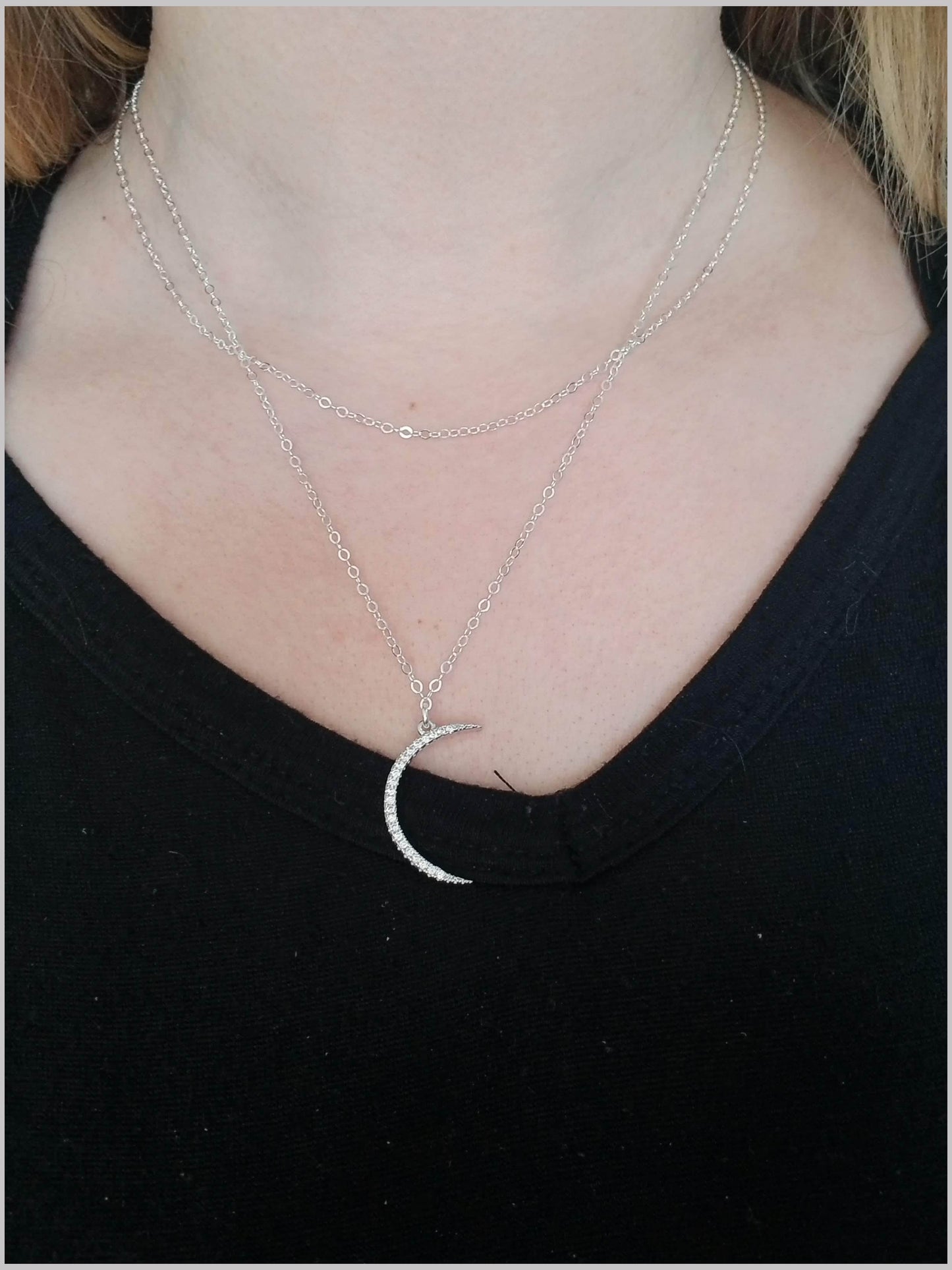Crescent Moon Layered Necklace